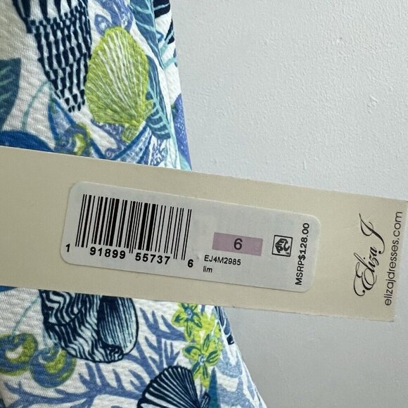 Eliza J Shift Nautical shell Dress size 6 blue green Coast NWT - Picture 5 of 12